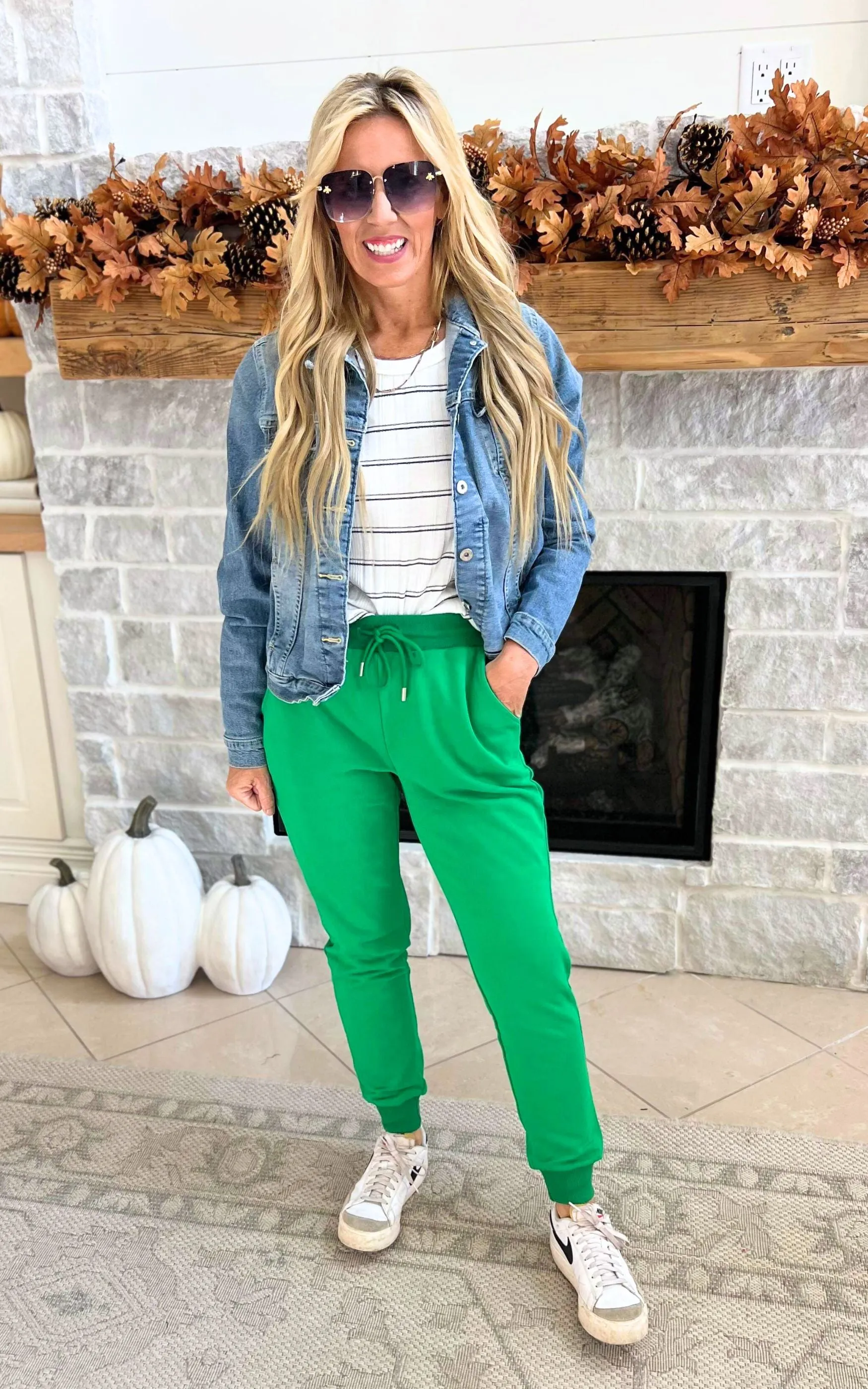 Kelly Green High Waisted Joggers - Final Sale