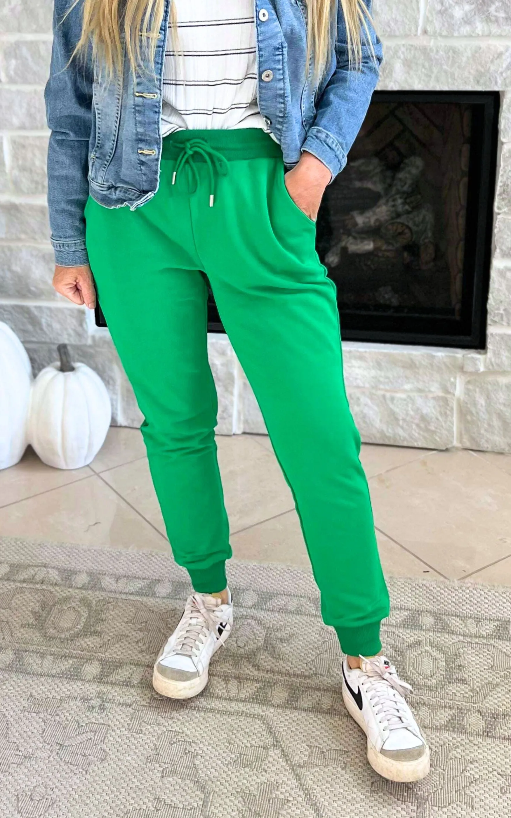 Kelly Green High Waisted Joggers - Final Sale