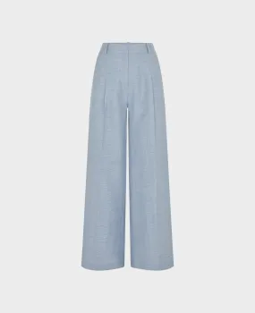 Langdon Linen Blend Wide Leg Pleated Trouser