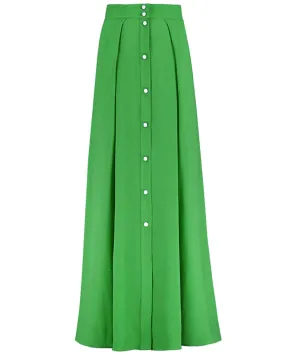 Lawn Green Crinkle Georgette Dee Midi Skirt