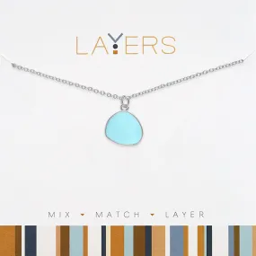 Layers Silver Aqua coin pendant necklace