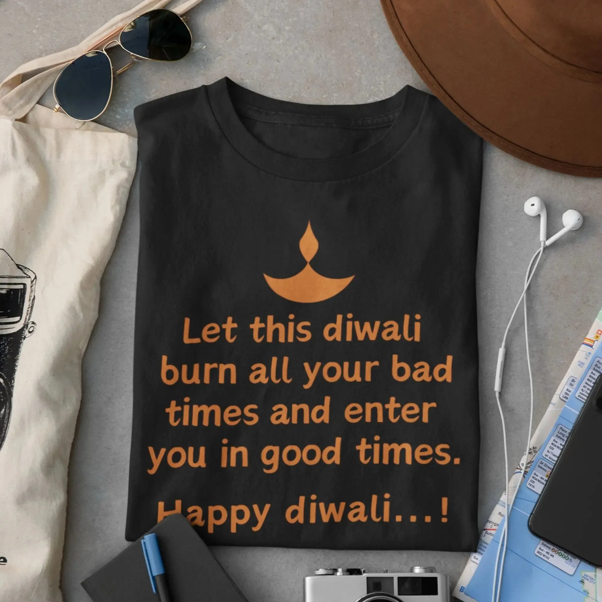 Let this diwali  burn all your bad times and enter  you in good times Round Neck Classic T-Shirt