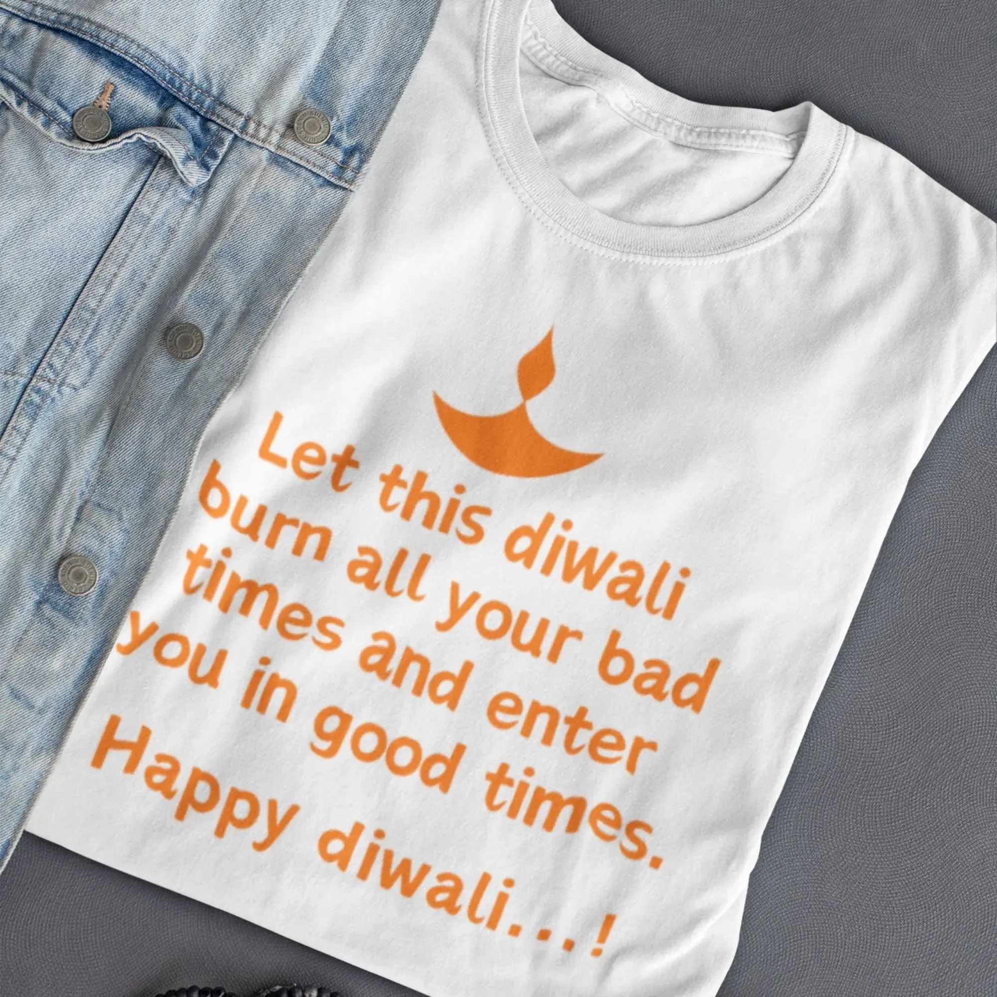 Let this diwali  burn all your bad times and enter  you in good times Round Neck Classic T-Shirt