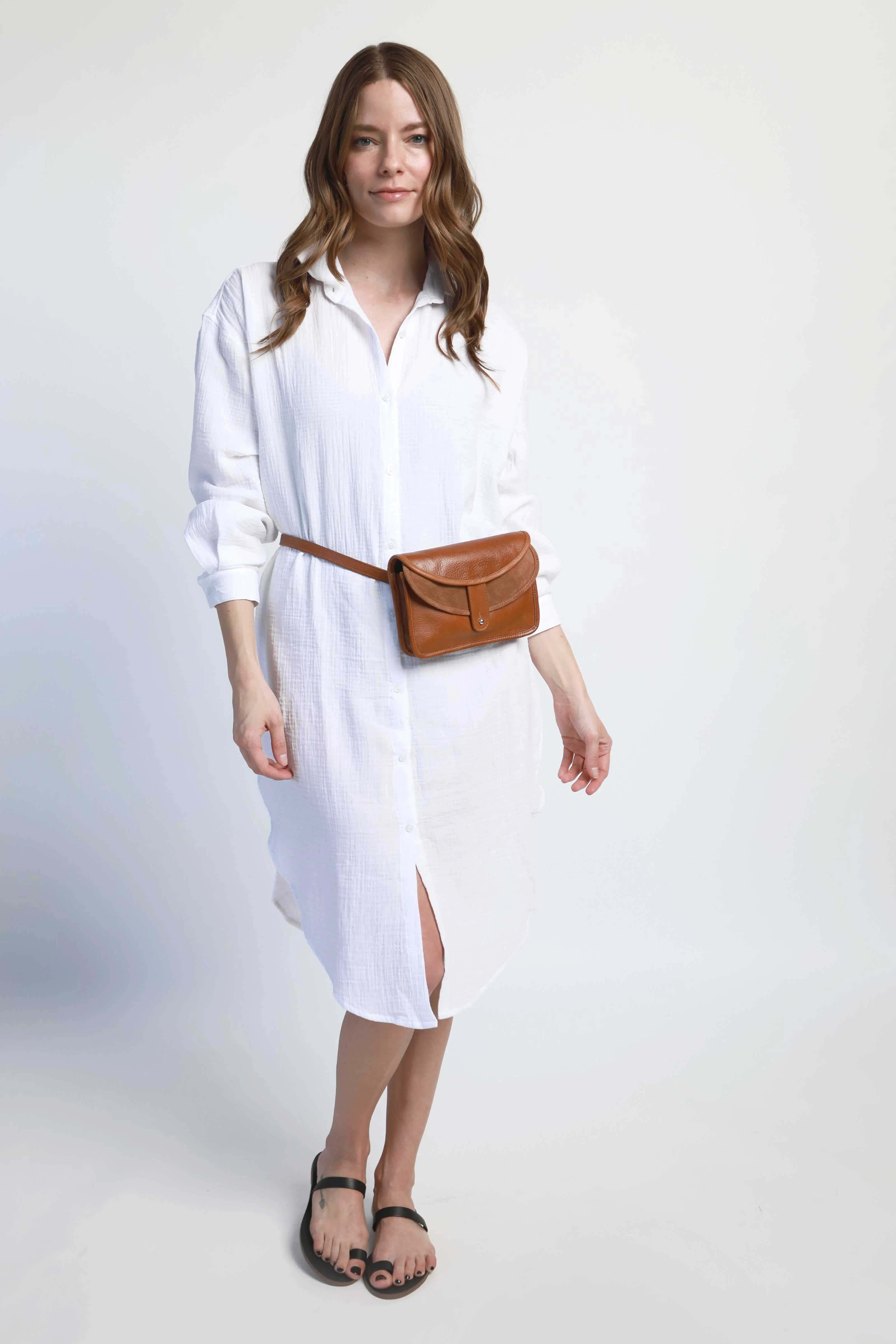 Long shirt dress - white