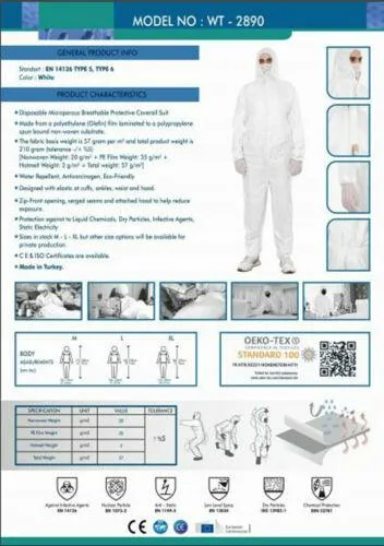 Medical Overall Gown Safety Disposable Coveralls White Protective Suit Premium