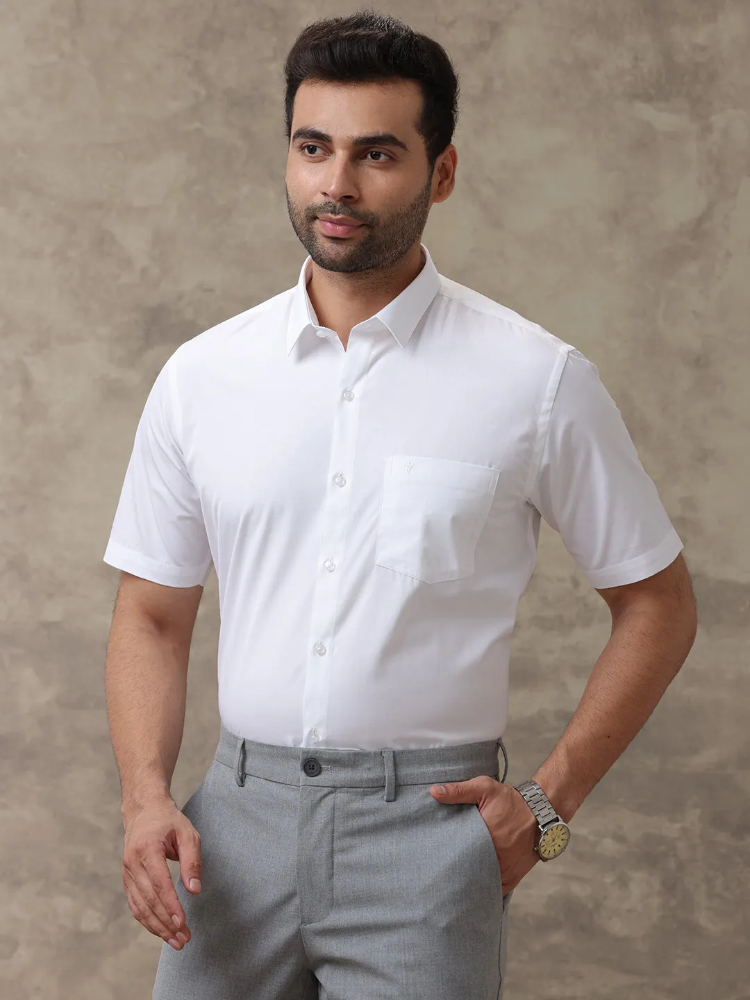 Men Cotton Rich Wrinkle Free White Shirt Rubio Plus Size