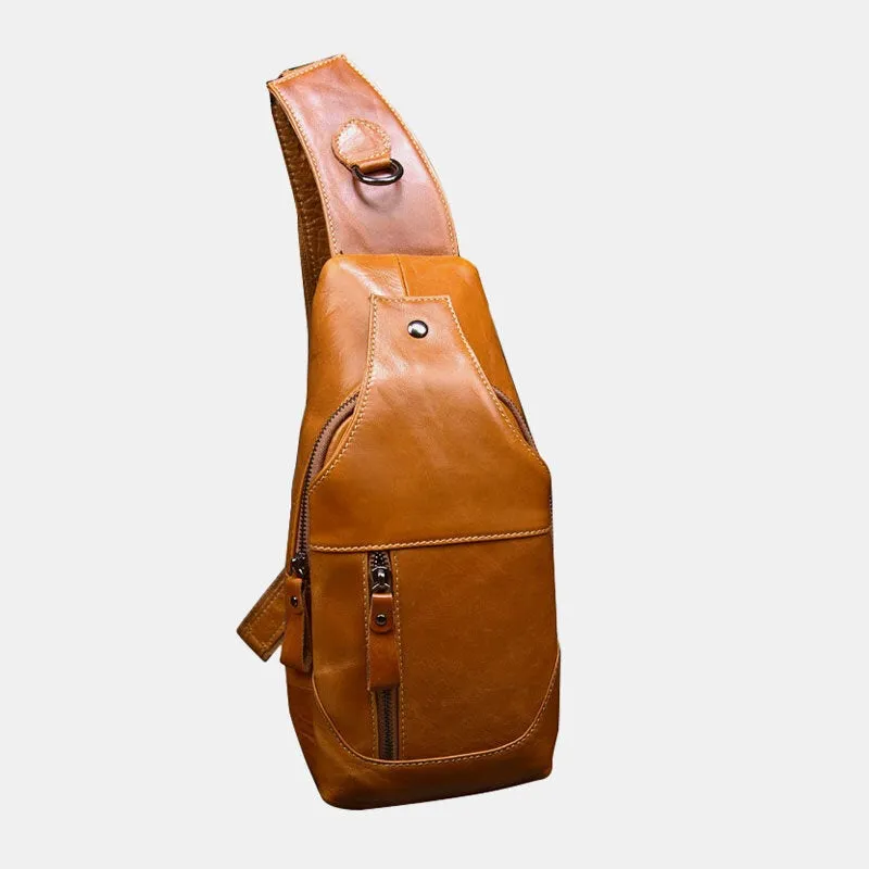 Men Genuine Leather First-layer Bag Casual Multi-carry Shoulder Chest