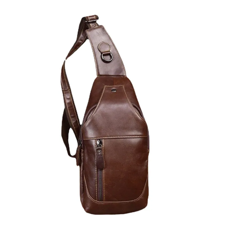 Men Genuine Leather First-layer Bag Casual Multi-carry Shoulder Chest