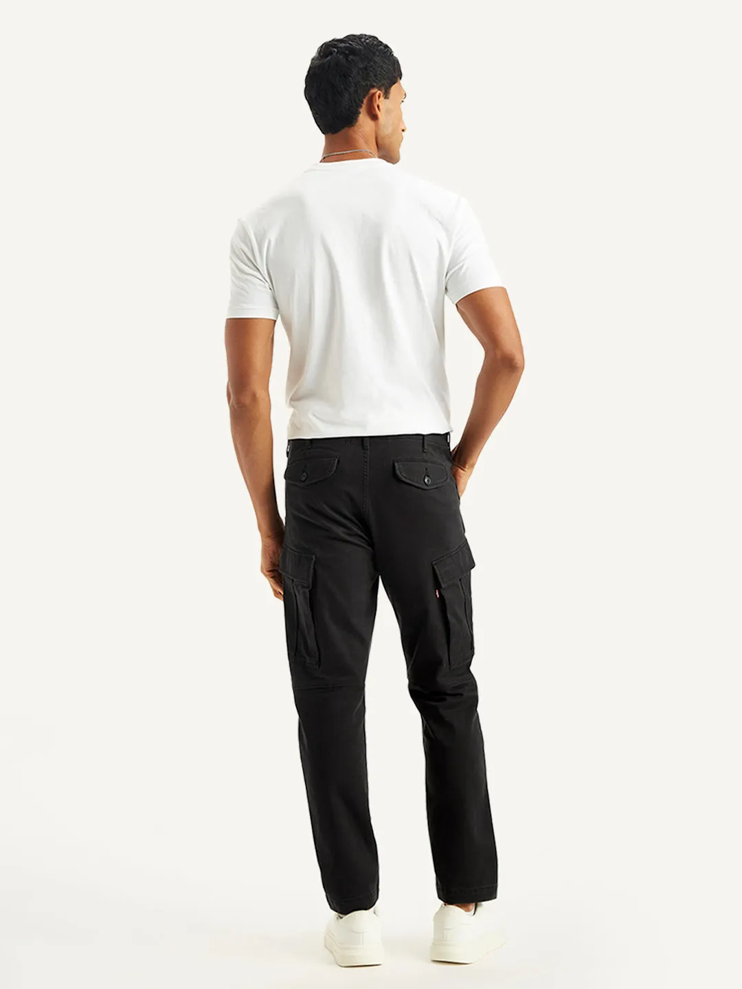 Men's Black Tapered Cargo Trousers