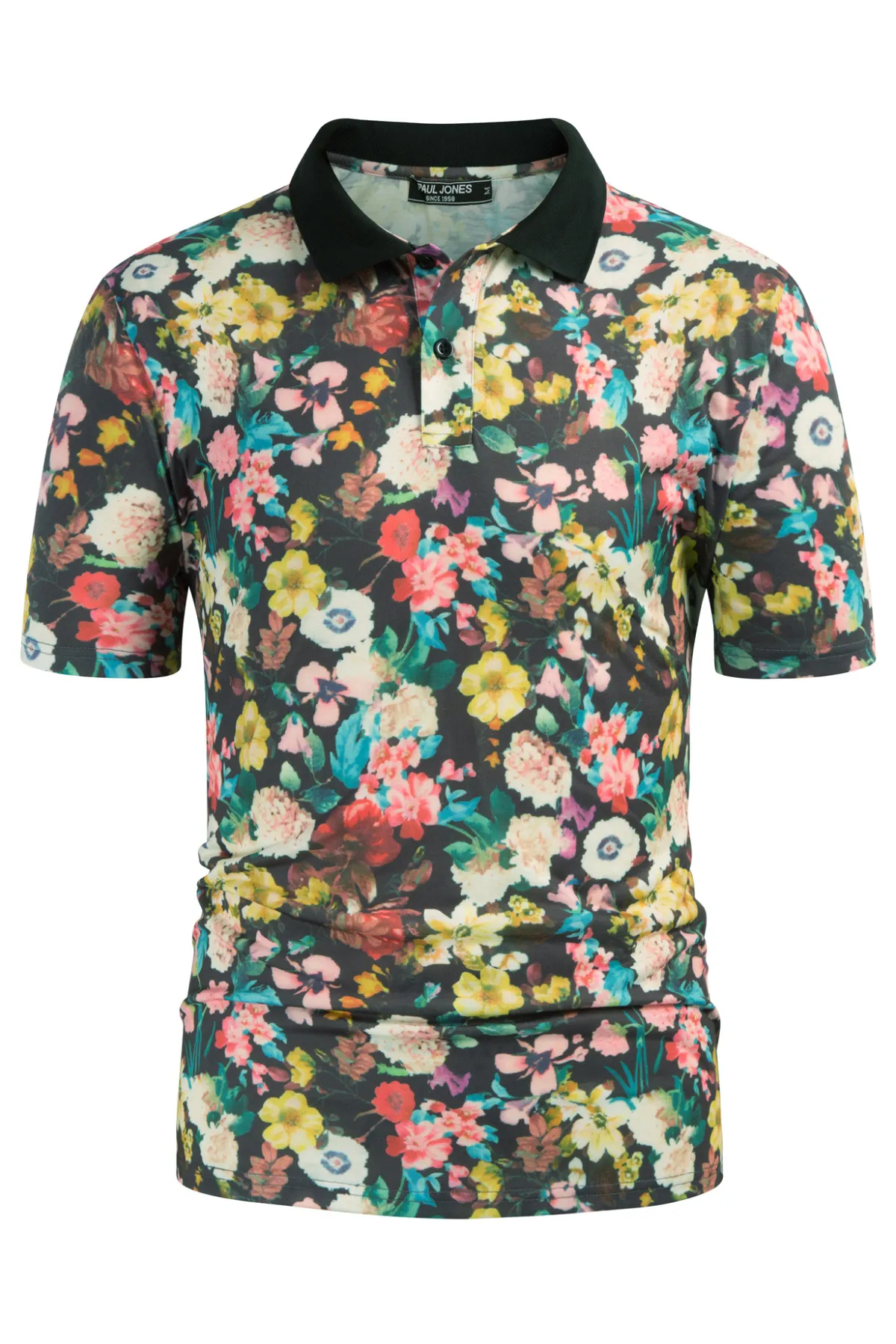 Mens Flower Polo Shirts Vintage Print Casual Tee Pullover Shirts for Summer