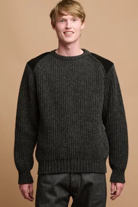 Men's Lambswool Fisherman Ribbed Jumper - Charcoal