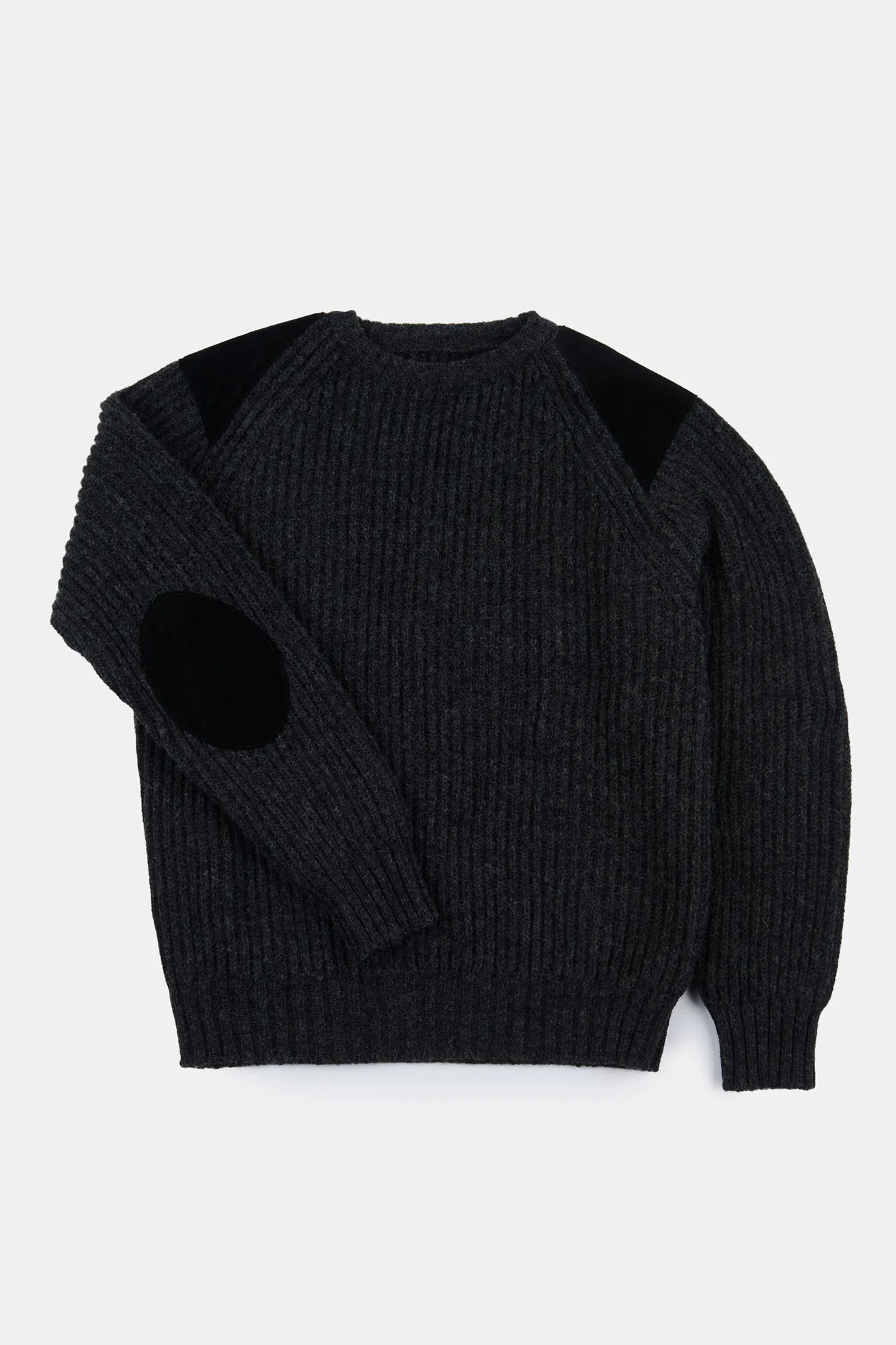 Men's Lambswool Fisherman Ribbed Jumper - Charcoal