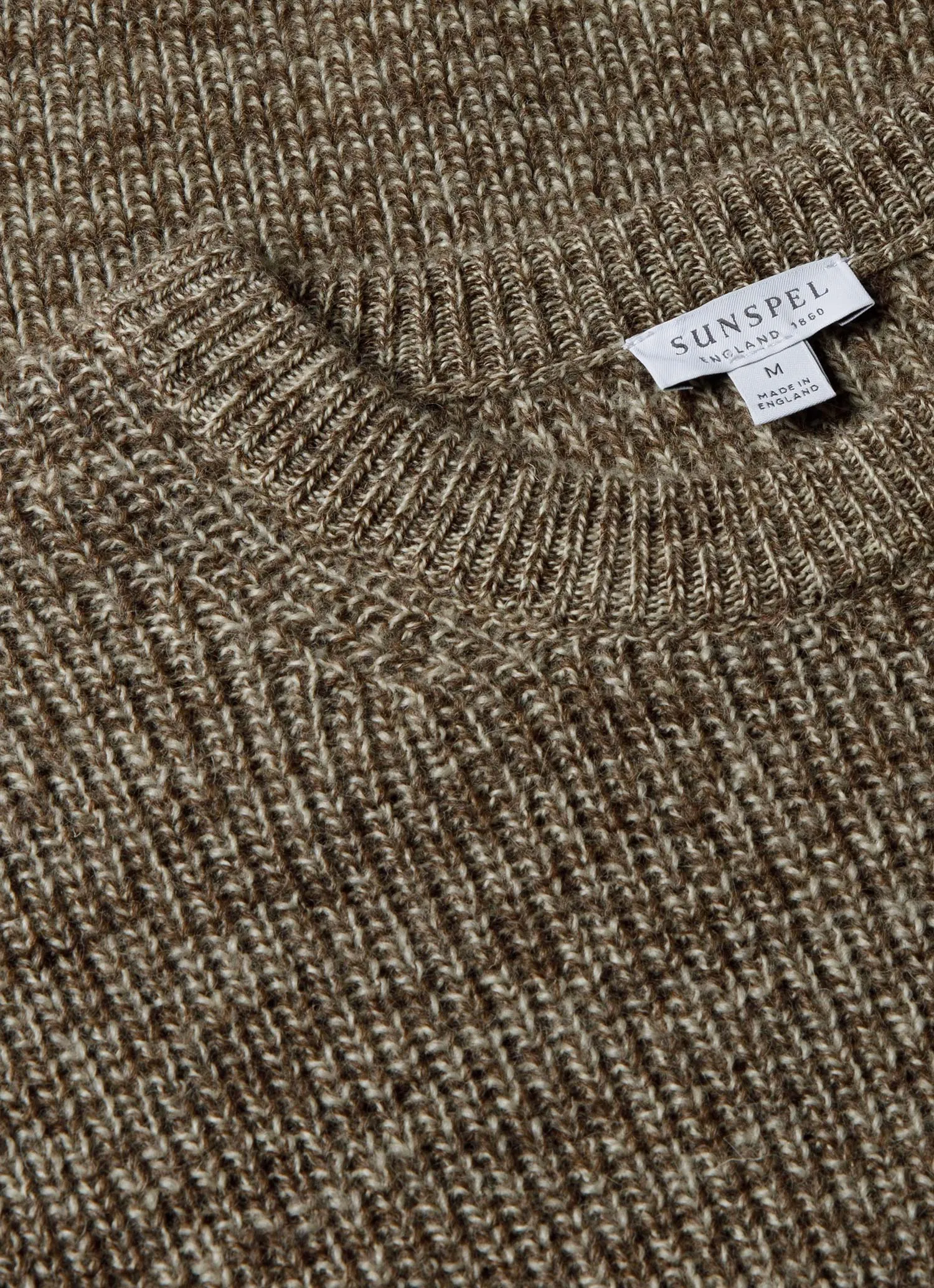 Men's Luxury British Wool Jumper in Natural Ecru/Brown Twist