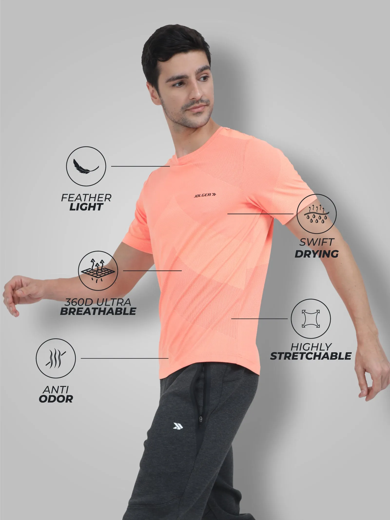 Men's Round Neck Quick Dry Breathable Gym T-Shirt