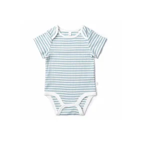 MORI Ribbed Short Sleeve Bodysuit - Sea Stripe