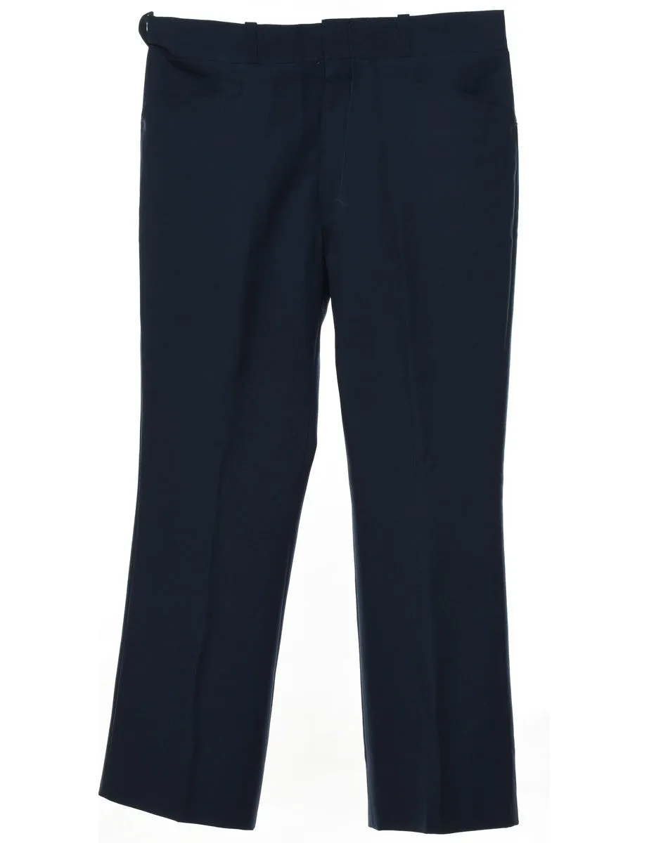 Navy Classic Straight-Fit Trousers - W36 L30