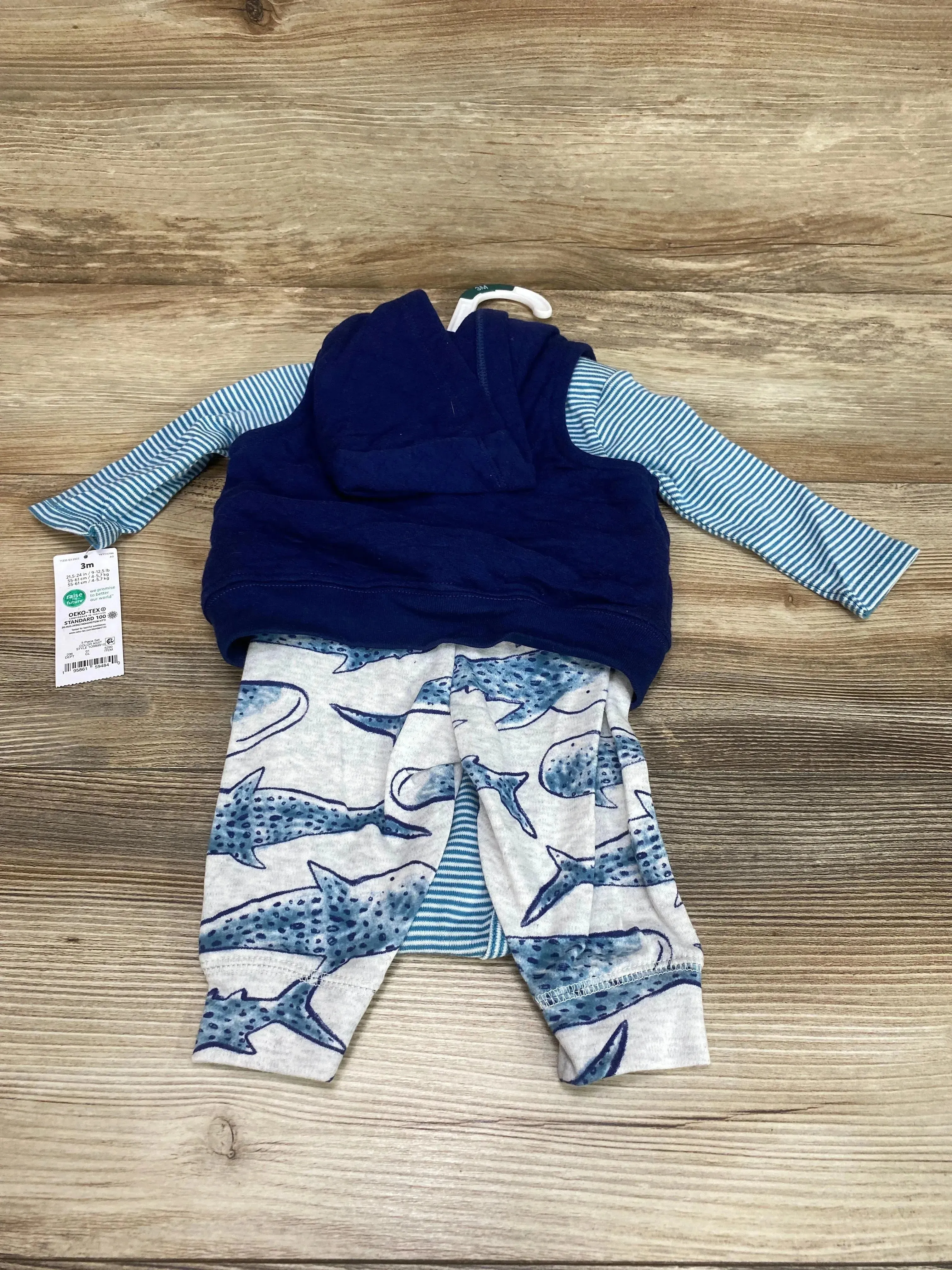 NEW Just One You 3pc Hooded Vest Set Blue sz 3m