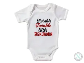 Personalize Name Short Sleeve Baby Bodysuit for Baby Bodysuit with "Twincle Twincle Little"