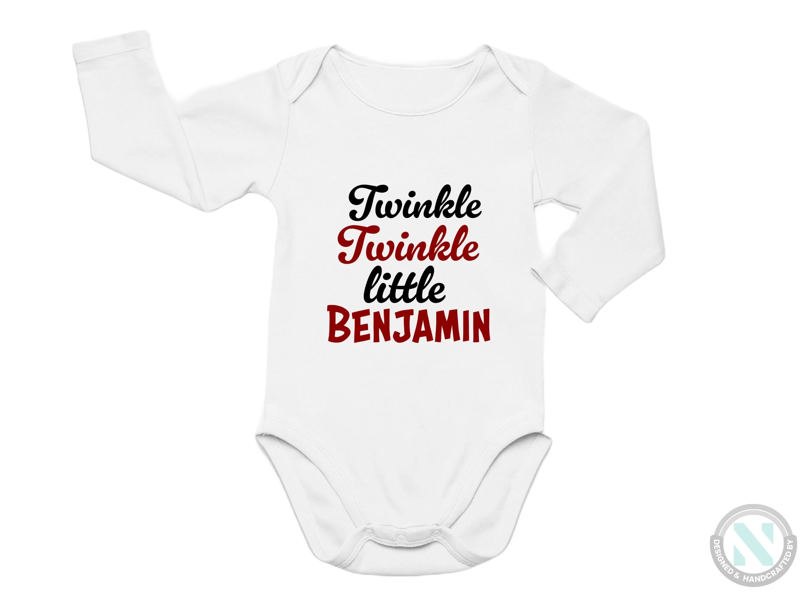 Personalize Name Short Sleeve Baby Bodysuit for Baby Bodysuit with "Twincle Twincle Little"