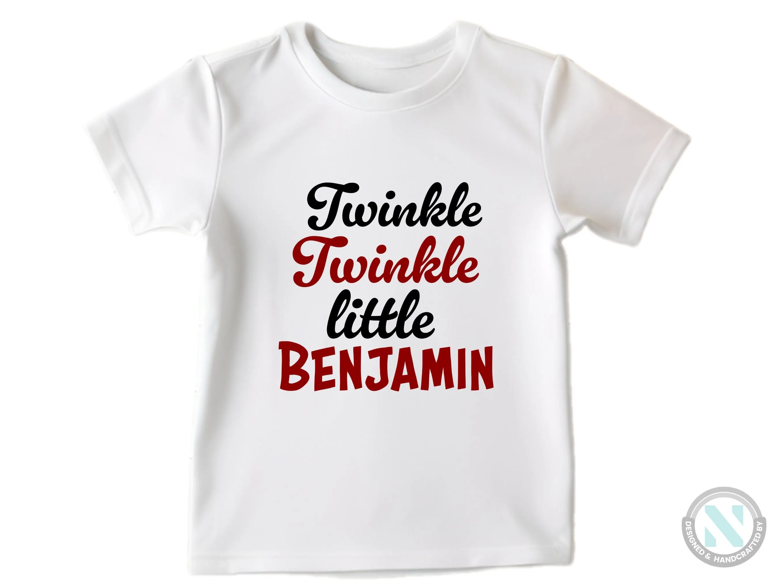 Personalize Name Short Sleeve Baby Bodysuit for Baby Bodysuit with "Twincle Twincle Little"