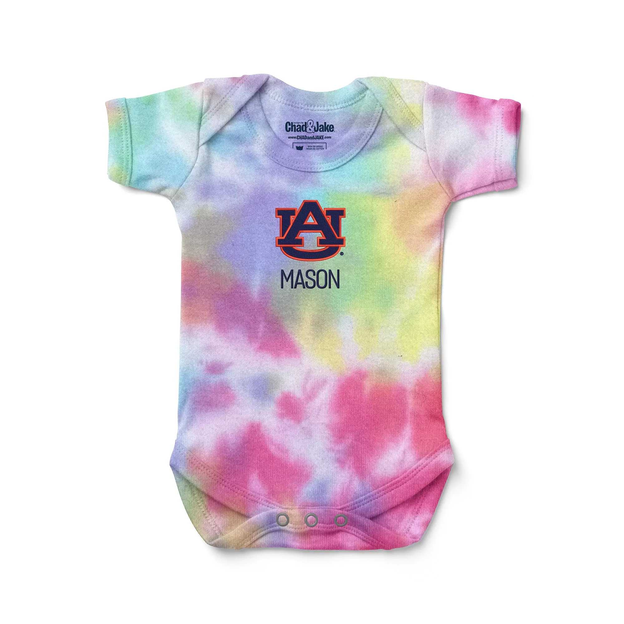 Personalized Auburn Tigers Tie Dye Bodysuit