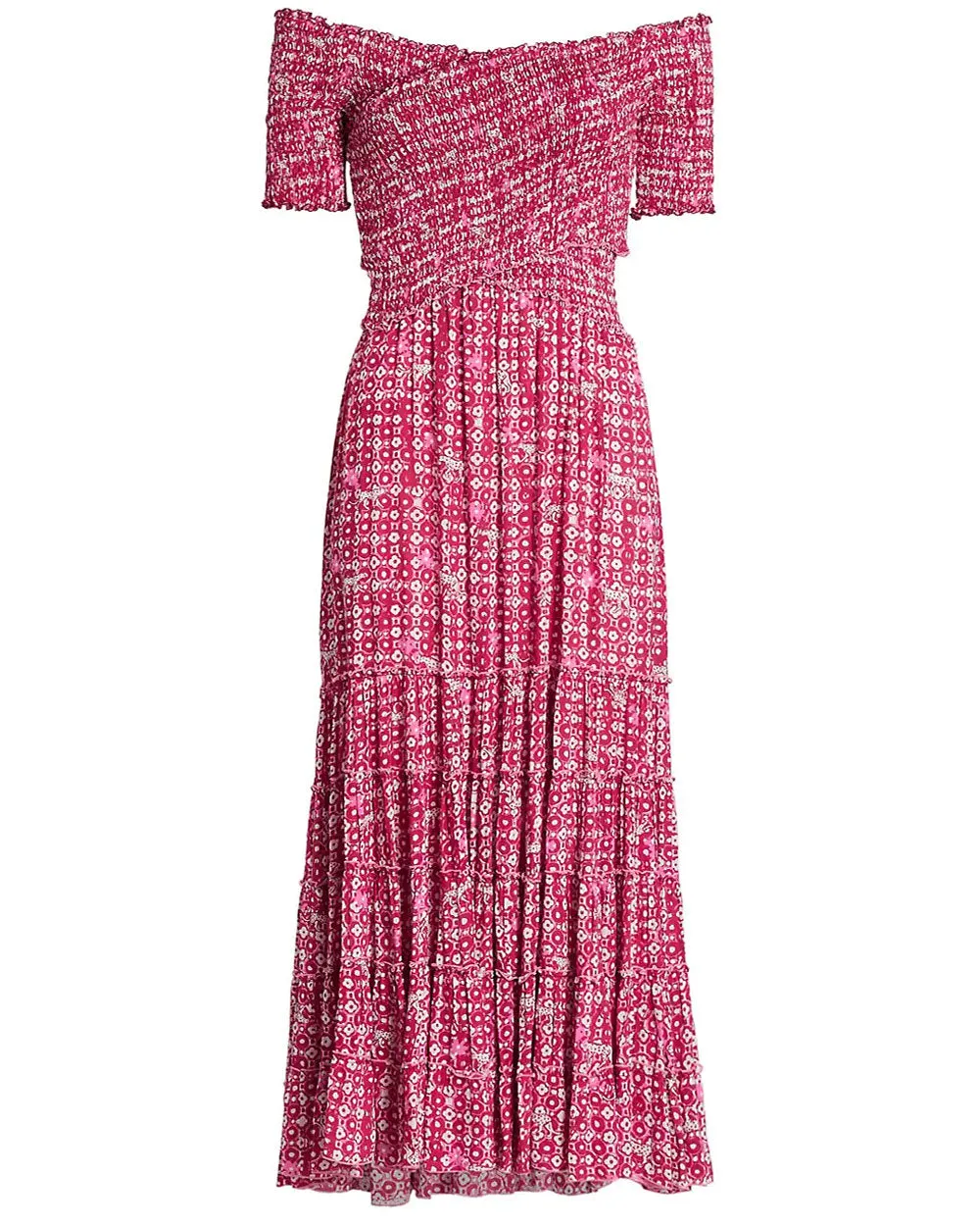 Pink Hyeres Soledad Smock Neck Midi Dress