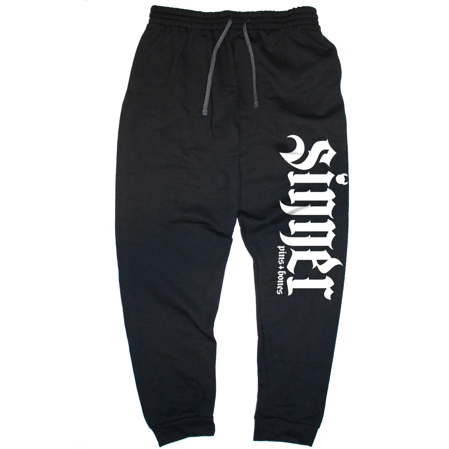 Pins & Bones Sinner, Black Gothic Jogger Sweatpants, Alternative Fashion