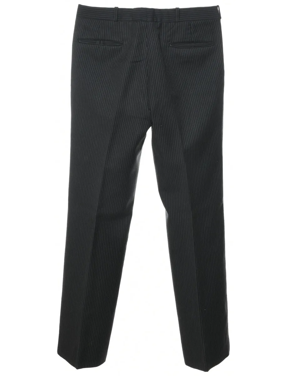 Pinstriped Black Trousers - W33 L31