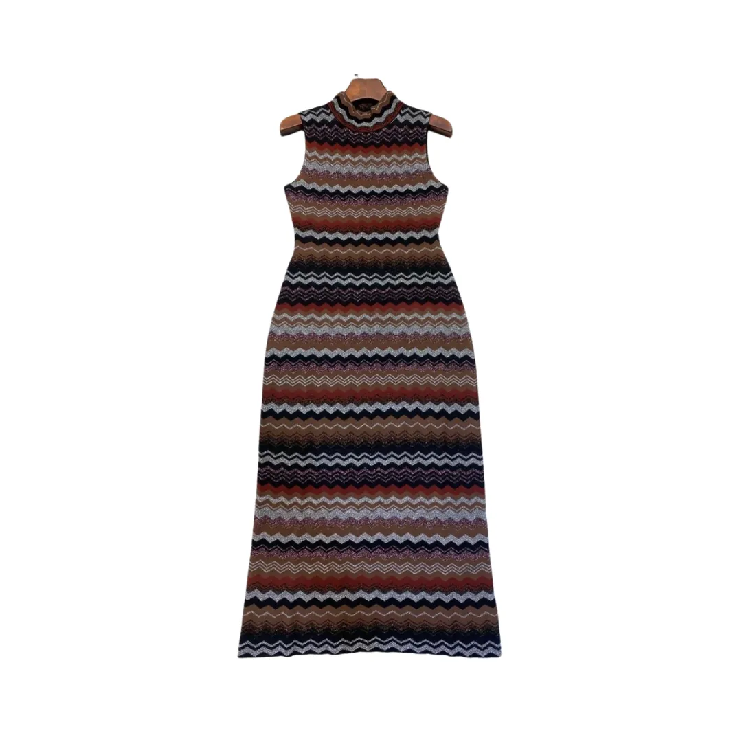 Pre Order:  Zigzag Striped Knitted Maxi Dress