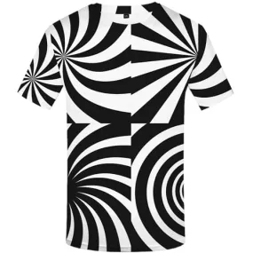 Psychedelic T-shirt Men Black And White T-shirts Graphic Dizziness Tshirts Novelty