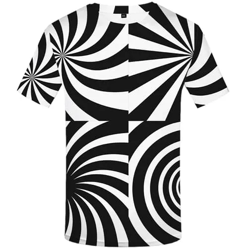 Psychedelic T-shirt Men Black And White T-shirts Graphic Dizziness Tshirts Novelty