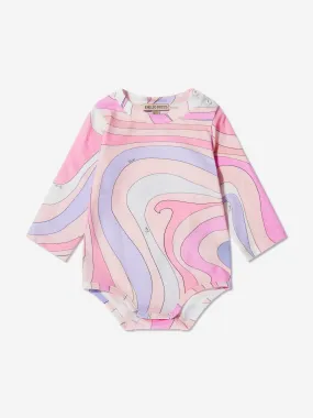 Pucci Baby Girls Marmo Print Bodysuit in Pink