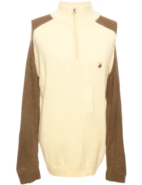 Quarter Zip Pale Yellow Jumper - L