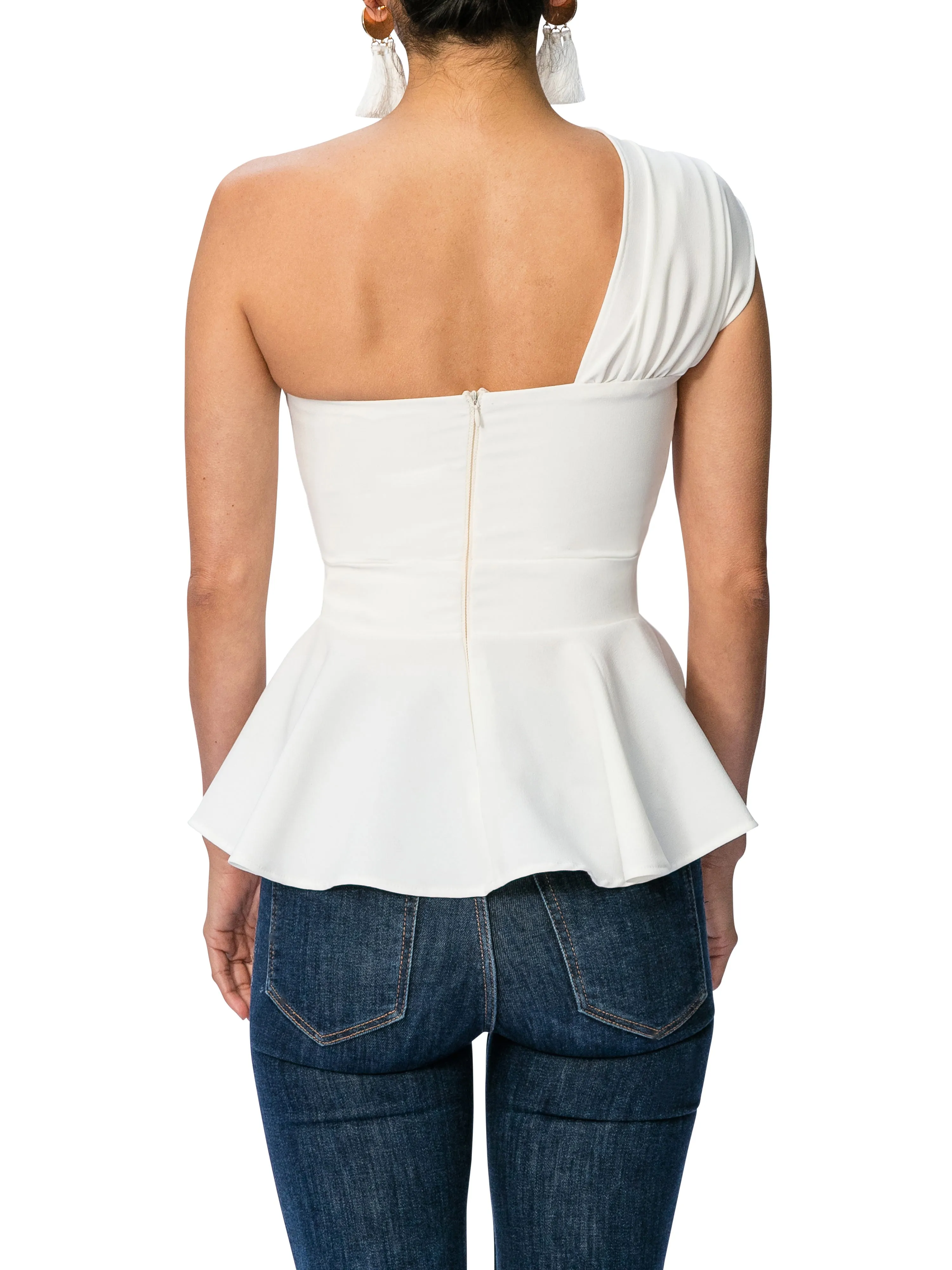 "Lena" One Shoulder Peplum Top