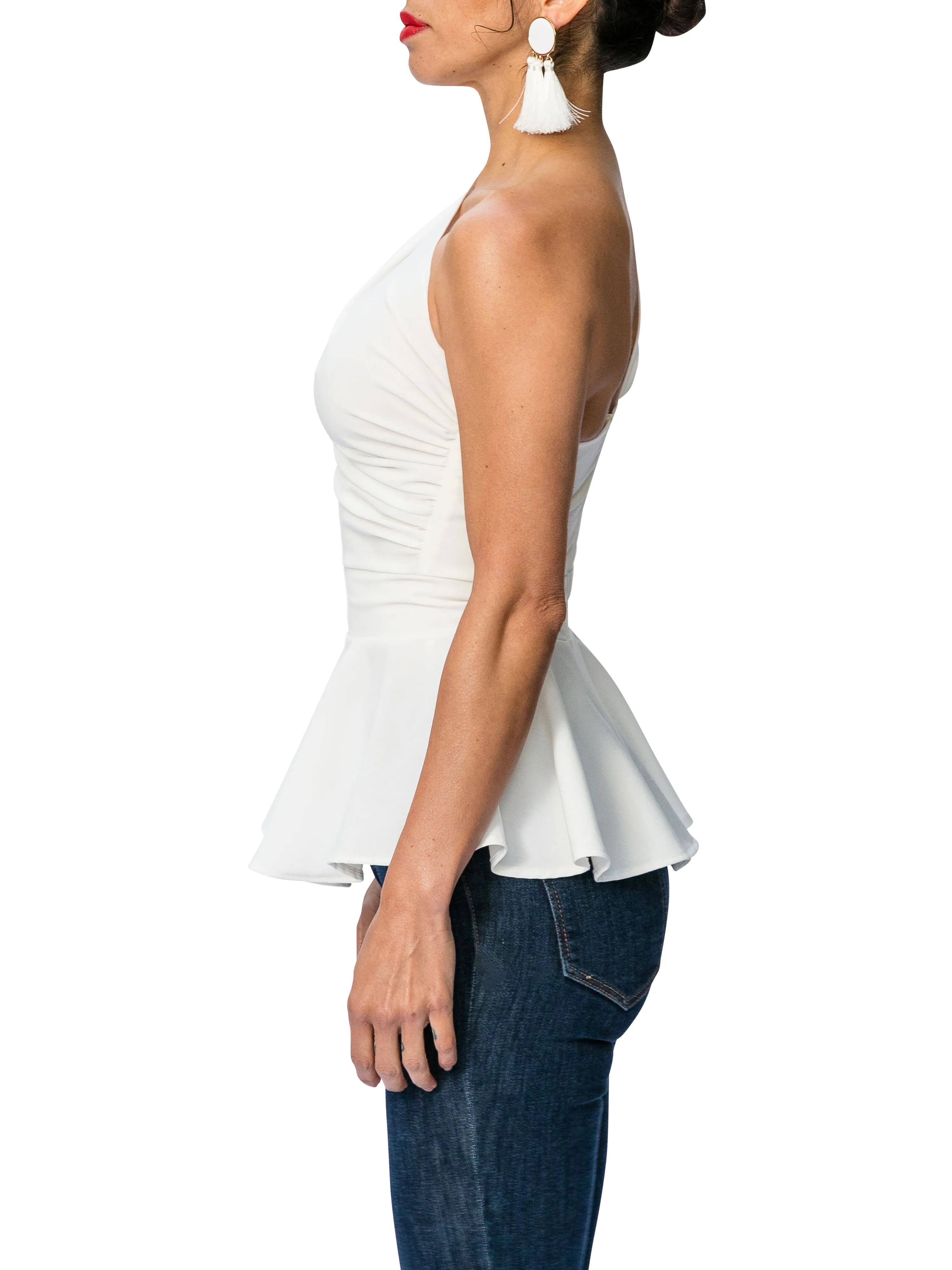 "Lena" One Shoulder Peplum Top