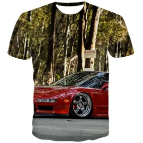 Racing Car T-shirt Men Metal Tshirts Novelty City Tshirt Printed Gray Tshirts Cool Retro T-shirts 3d