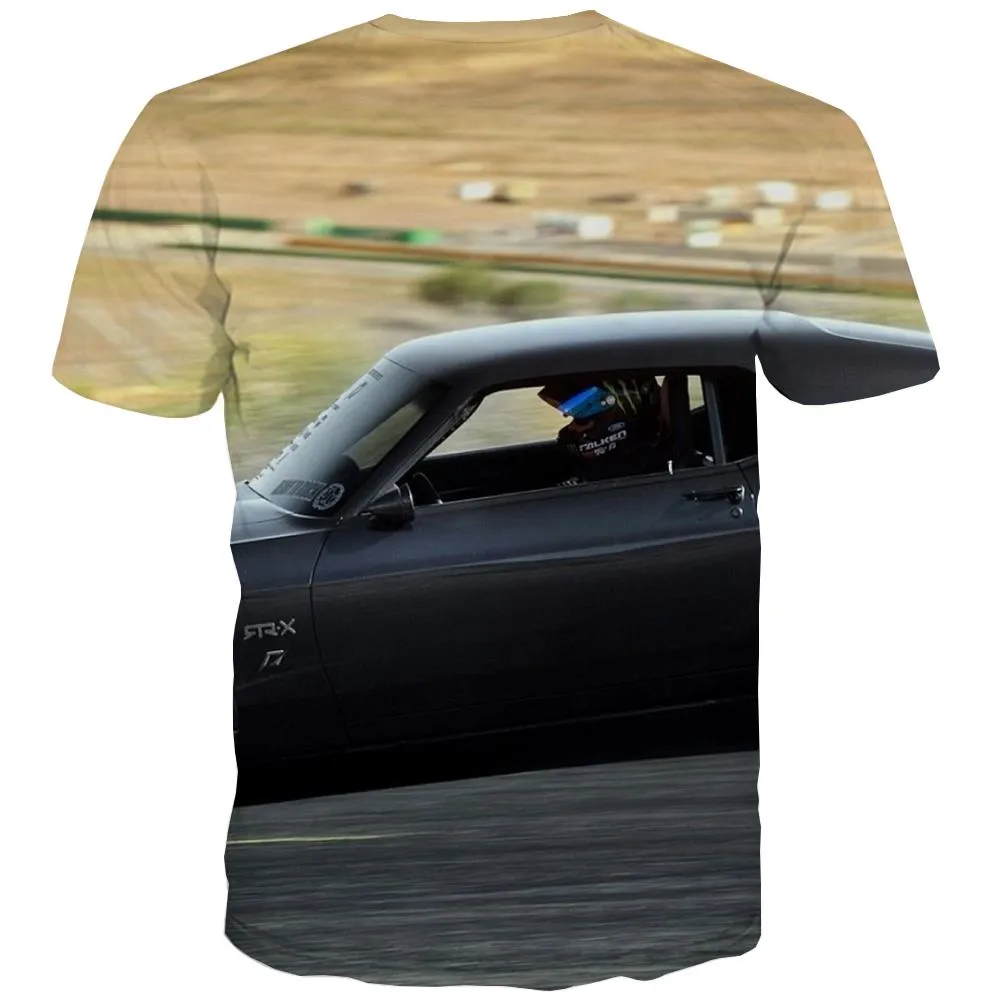 Racing Car T shirts Men Metal T shirts Funny City Tshirts Cool Gray T-shirts 3d Retro Tshirts Casual