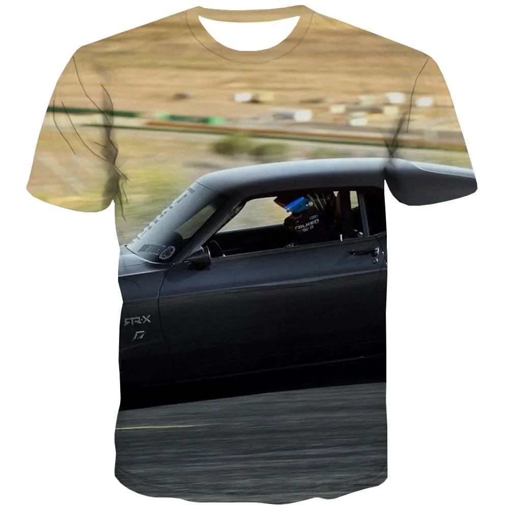 Racing Car T shirts Men Metal T shirts Funny City Tshirts Cool Gray T-shirts 3d Retro Tshirts Casual