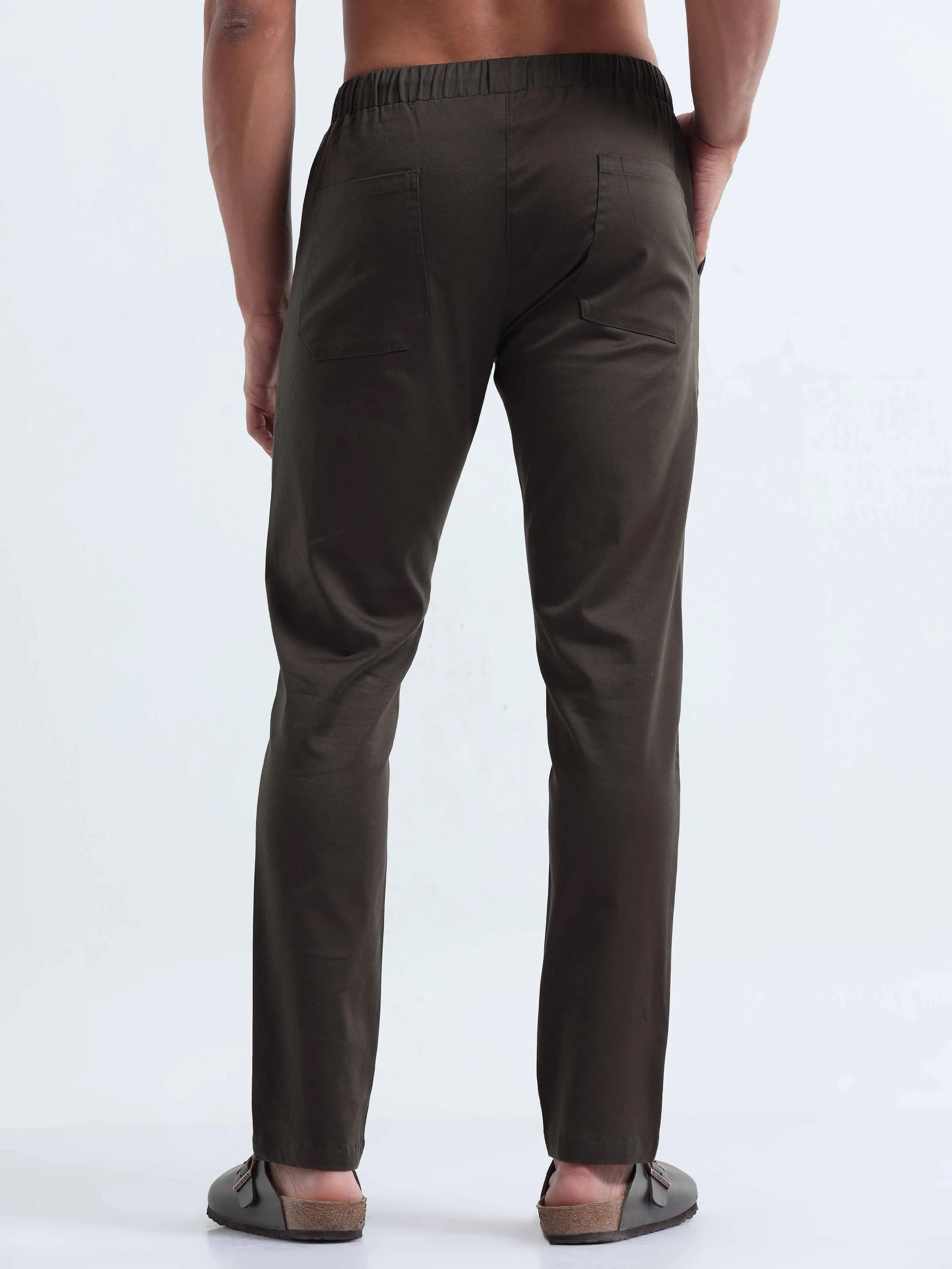 Rich Cotton Olive Flexi Waist Ankle Pant