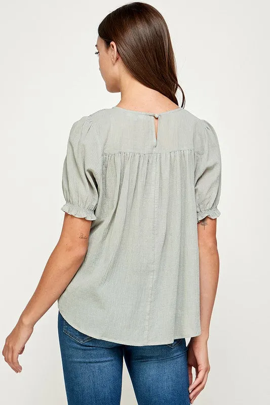 Sage Smocking Top