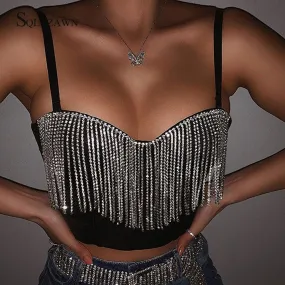 Selene Glitter Tassels Bustier Top