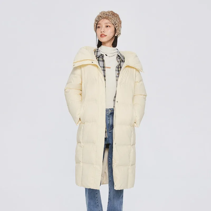 Semir Long Down Jacket Women Three-Proof Hooded Temperament 2022 Winter New Loose Girls&#39; Jacket Multi-Color Thick