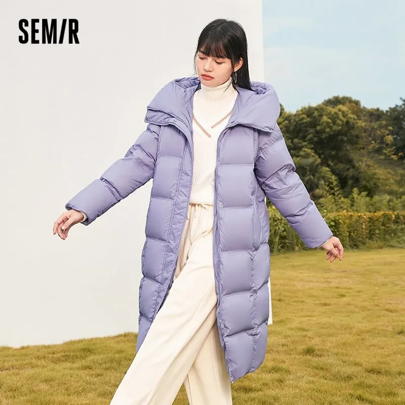 Semir Long Down Jacket Women Three-Proof Hooded Temperament 2022 Winter New Loose Girls&#39; Jacket Multi-Color Thick