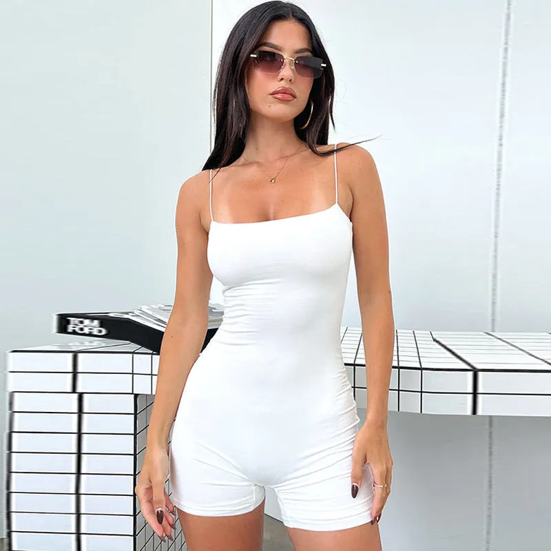 Solid Sleeveless Playsuit Club Streetwear