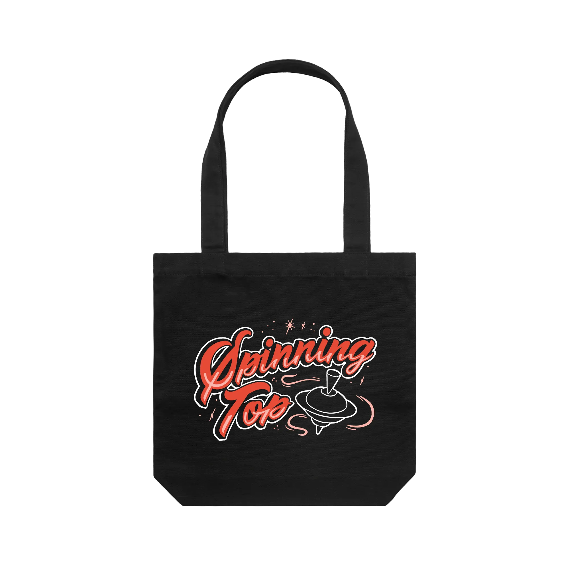 Spinning Top / Black Tote Bag