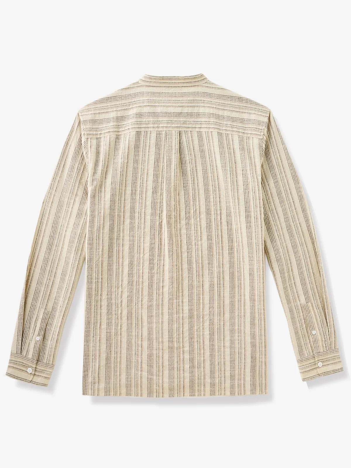 Stripe Jacquard Cotton Mandarin Collar Shirt