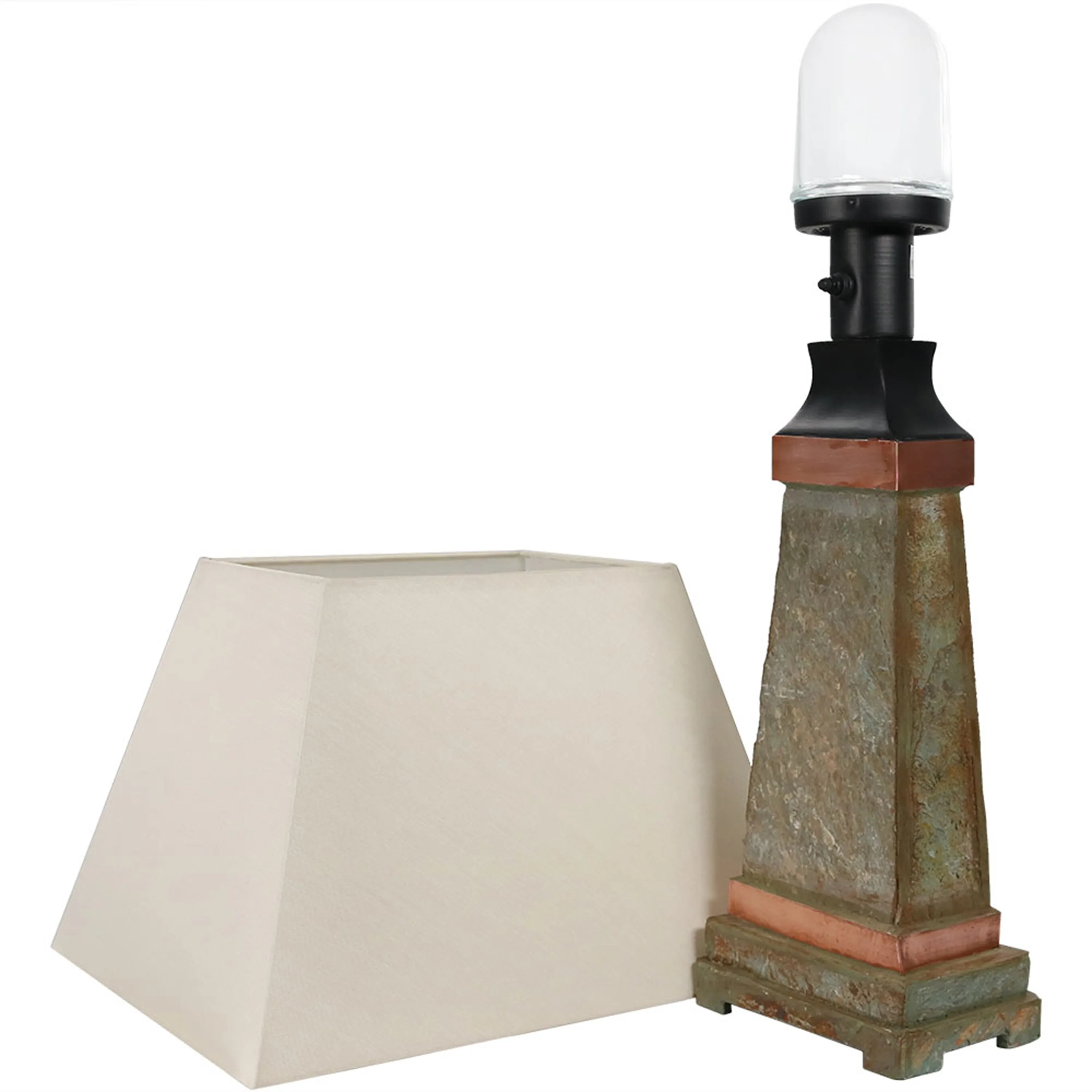 Sunnydaze Copper Trimmed Slate Outdoor Table Lamp - 30" H