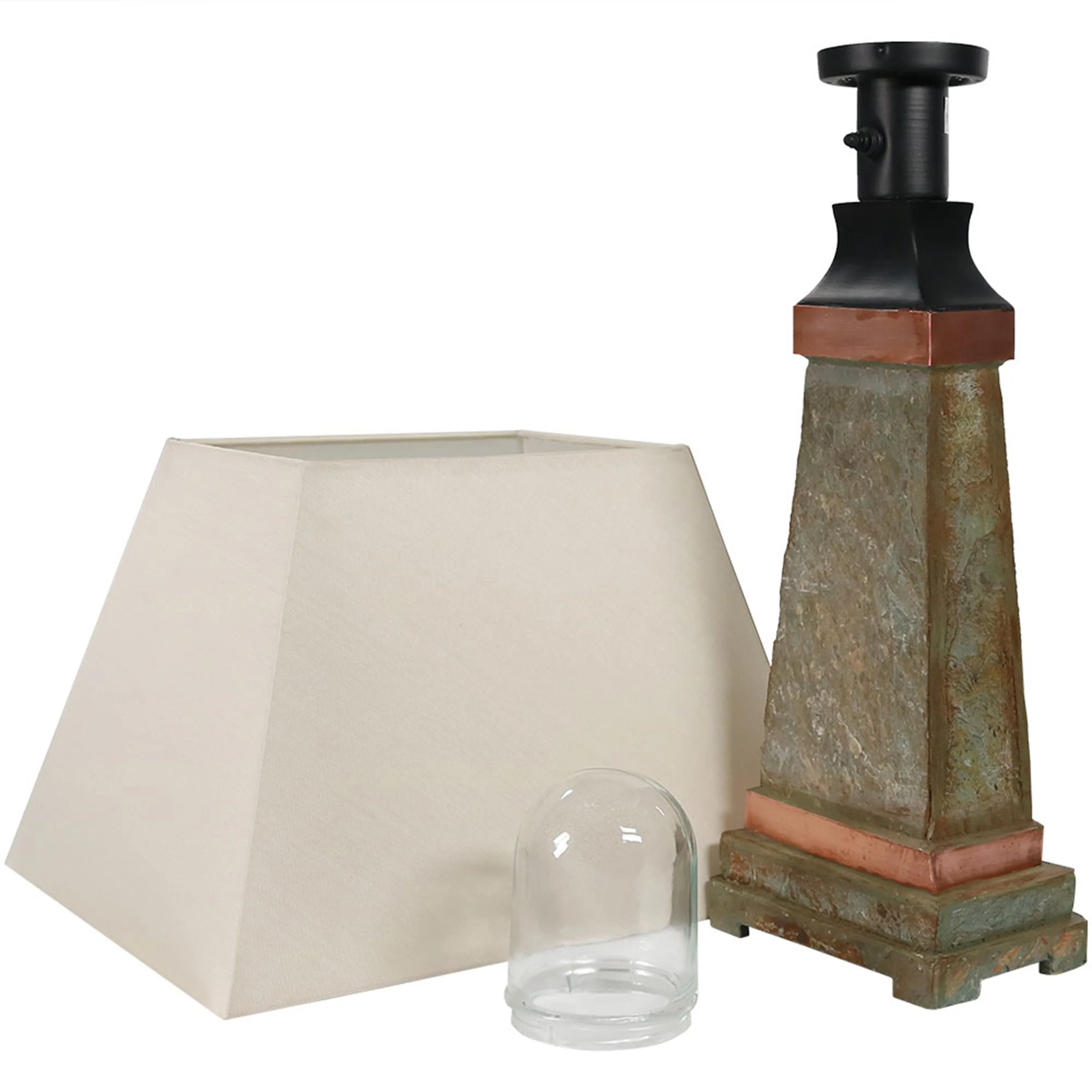 Sunnydaze Copper Trimmed Slate Outdoor Table Lamp - 30" H