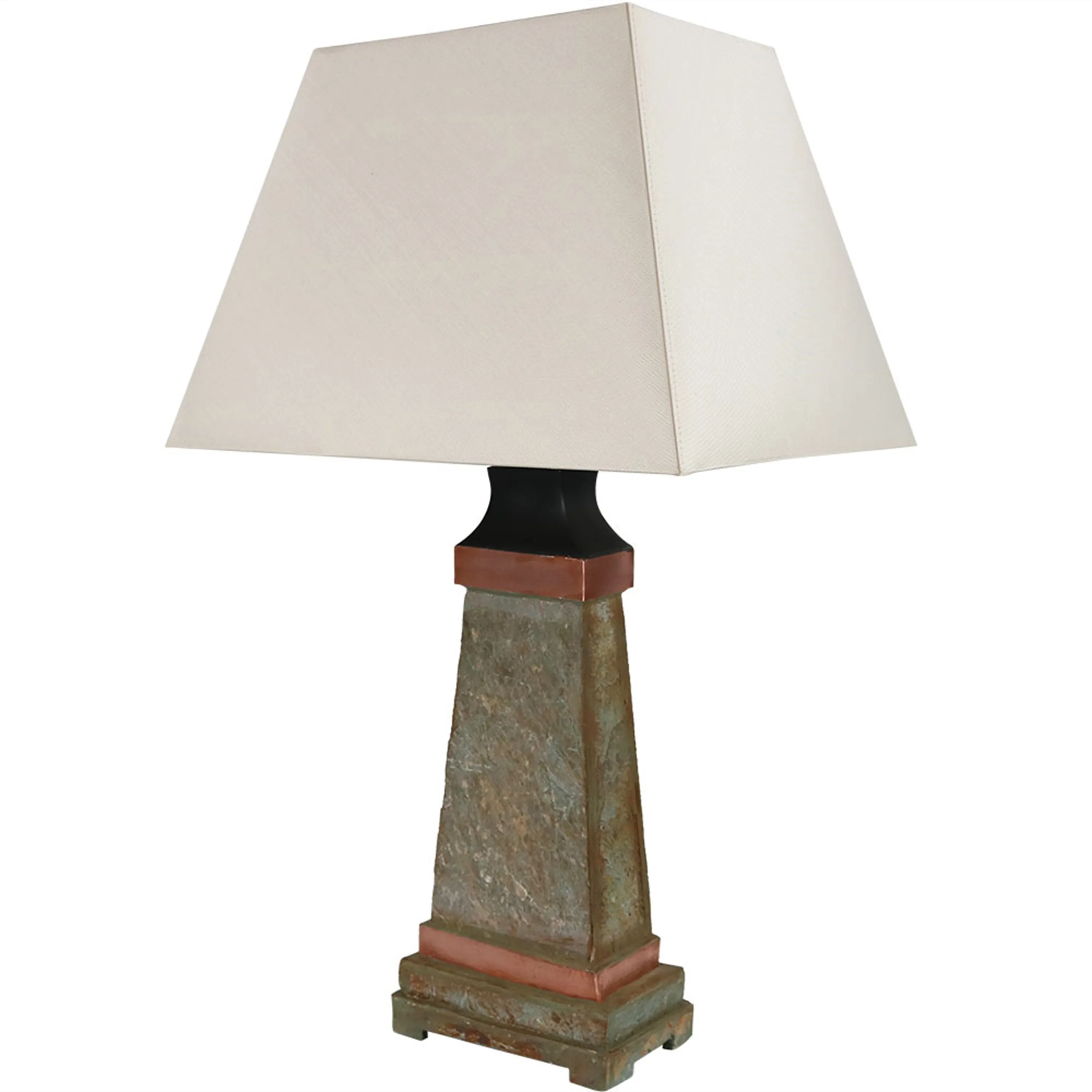 Sunnydaze Copper Trimmed Slate Outdoor Table Lamp - 30" H