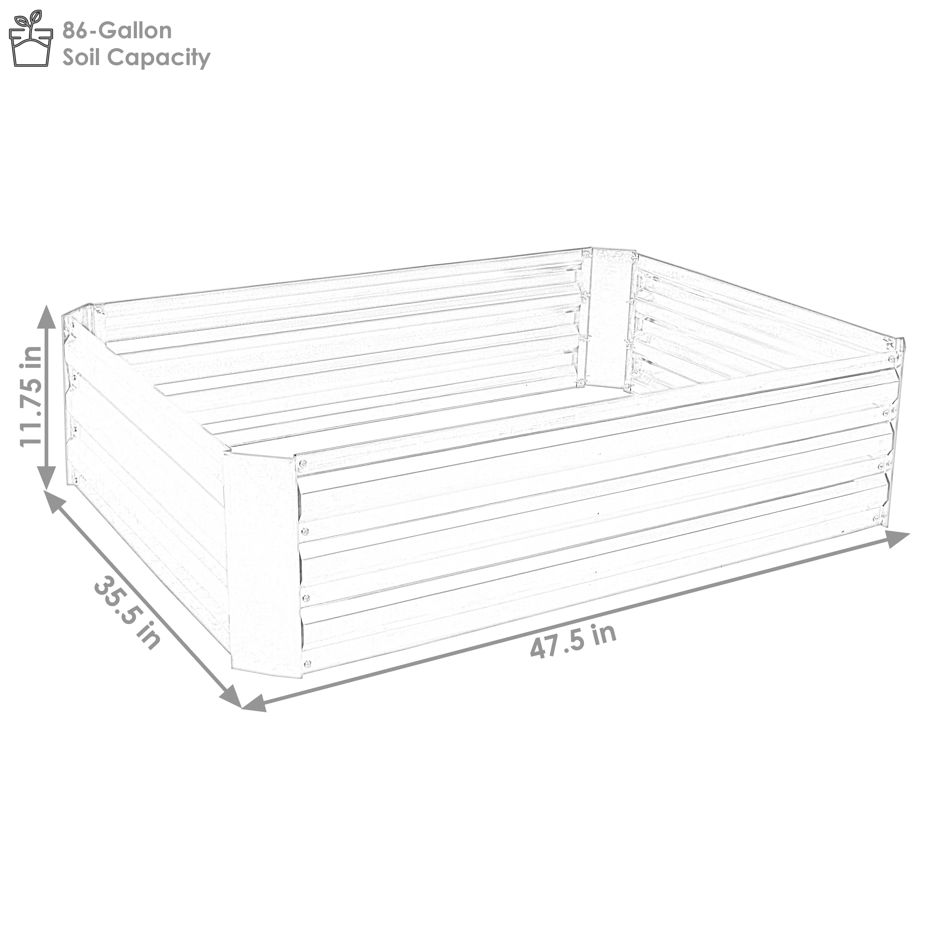 Sunnydaze Galvanized Steel Raised Garden Bed - Large Rectangle - 47"